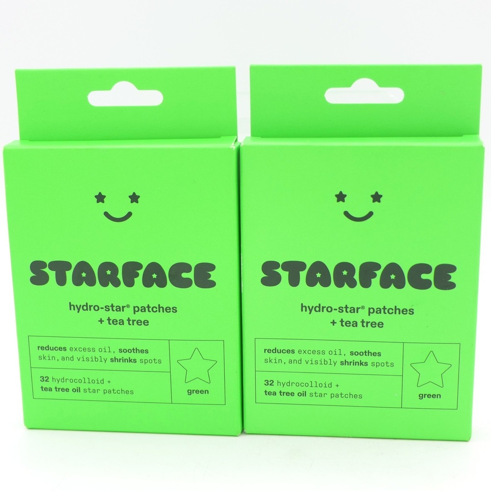 Starface Hydro-Star Patches + Tea Tree 2 Packs Hydrocolloid Green Star Patches